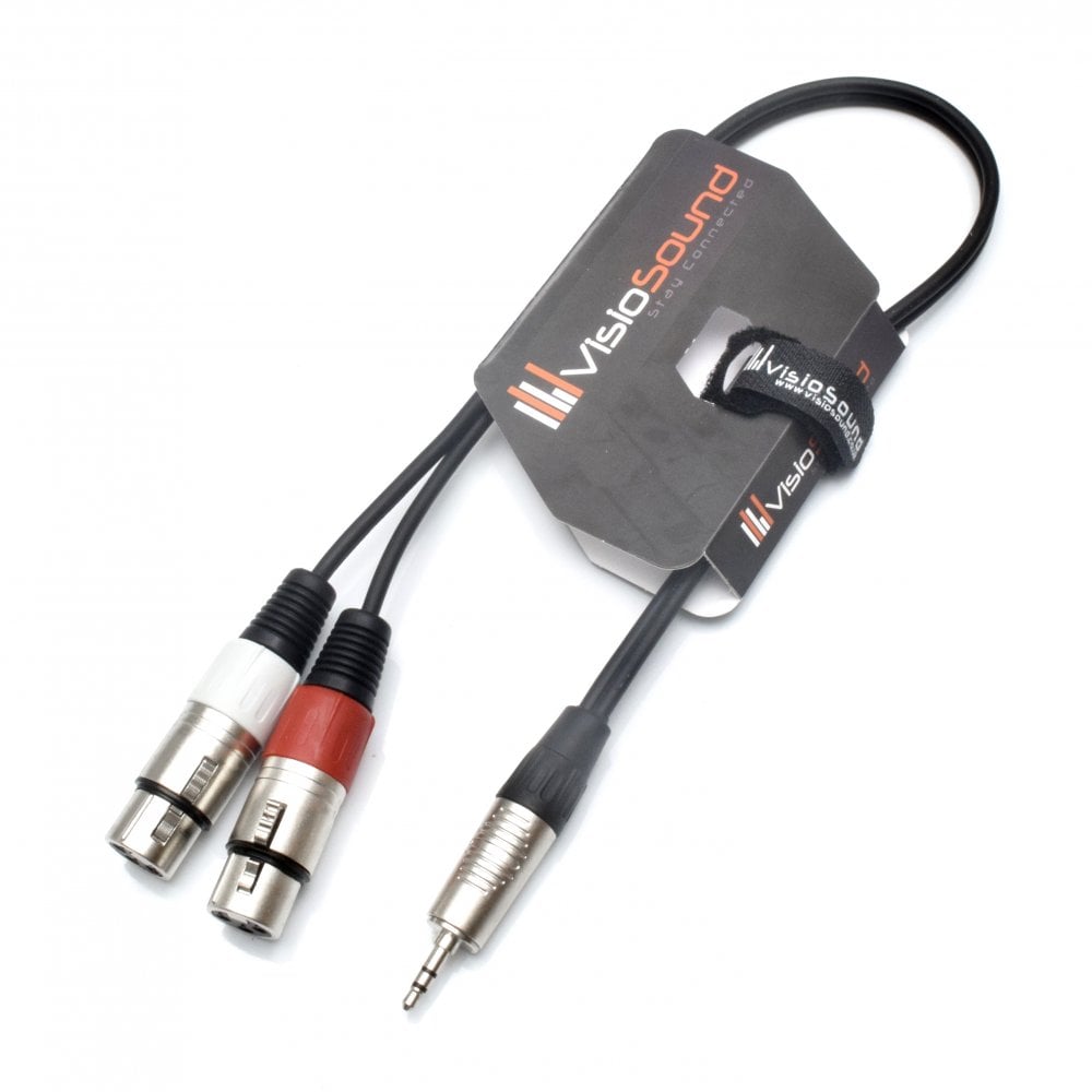3.5mm Stereo TRS Mini Jack to Twin 2 x Female XLR Lead / Audio Signal Cable