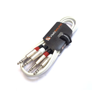 2 x 6.35mm 1/4' Stereo TRS Jack Balanced Twin Lead / Signal Audio Patch Cable - 3 Colours