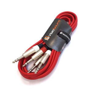 2 x 6.35mm 1/4' Stereo TRS Jack Balanced Twin Lead / Signal Audio Patch Cable - 3 Colours