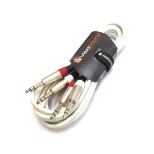 2 x 6.35mm 1/4' Stereo TRS Jack Balanced Twin Lead / Signal Audio Patch Cable - 3 Colours