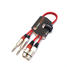 Load image into Gallery viewer, 2 x Female XLR to 2 x 6.35mm 1/4&#39; Stereo TRS Jack Balanced Twin Lead / Patch Cable - 3 Colours
