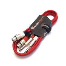 Load image into Gallery viewer, 2 x Female XLR to 2 x 6.35mm 1/4&#39; Stereo TRS Jack Balanced Twin Lead / Patch Cable - 3 Colours
