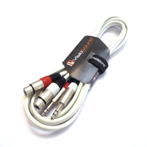 2 x Female XLR to 2 x 6.35mm 1/4' Stereo TRS Jack Balanced Twin Lead / Patch Cable - 3 Colours