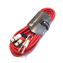 Load image into Gallery viewer, 2 x Female XLR to 2 x 6.35mm 1/4&#39; Stereo TRS Jack Balanced Twin Lead / Patch Cable - 3 Colours
