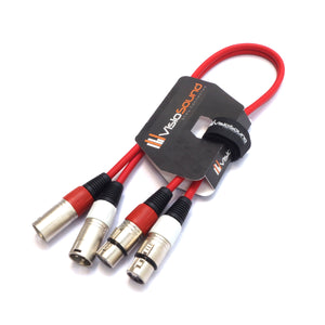 2 x Male XLR to 2 x Female XLR Balanced Microphone Twin Lead / Audio Patch Cable - 3 Colours