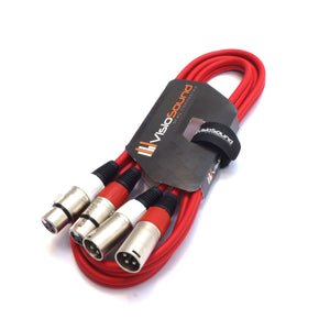 2 x Male XLR to 2 x Female XLR Balanced Microphone Twin Lead / Audio Patch Cable - 3 Colours