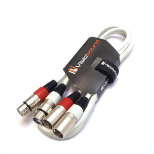 2 x Male XLR to 2 x Female XLR Balanced Microphone Twin Lead / Audio Patch Cable - 3 Colours