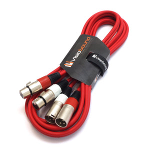 2 x Male XLR to 2 x Female XLR Balanced Microphone Twin Lead / Audio Patch Cable - 3 Colours