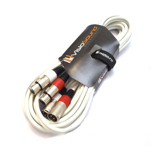 2 x Male XLR to 2 x Female XLR Balanced Microphone Twin Lead / Audio Patch Cable - 3 Colours